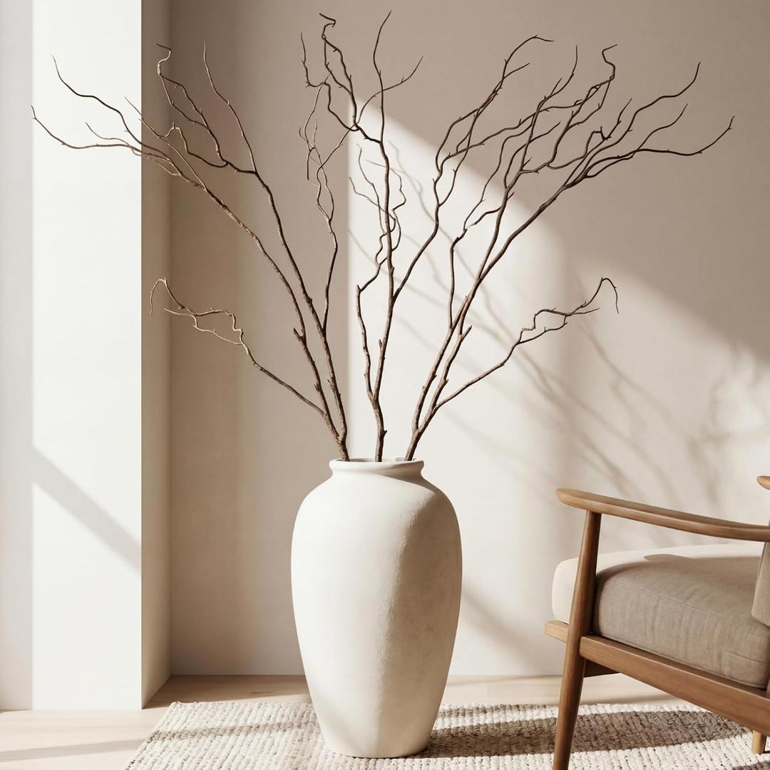 Norme 3 Pcs 65 Inch Extra Long Lifelike Curly Willow Branches Faux, Brown