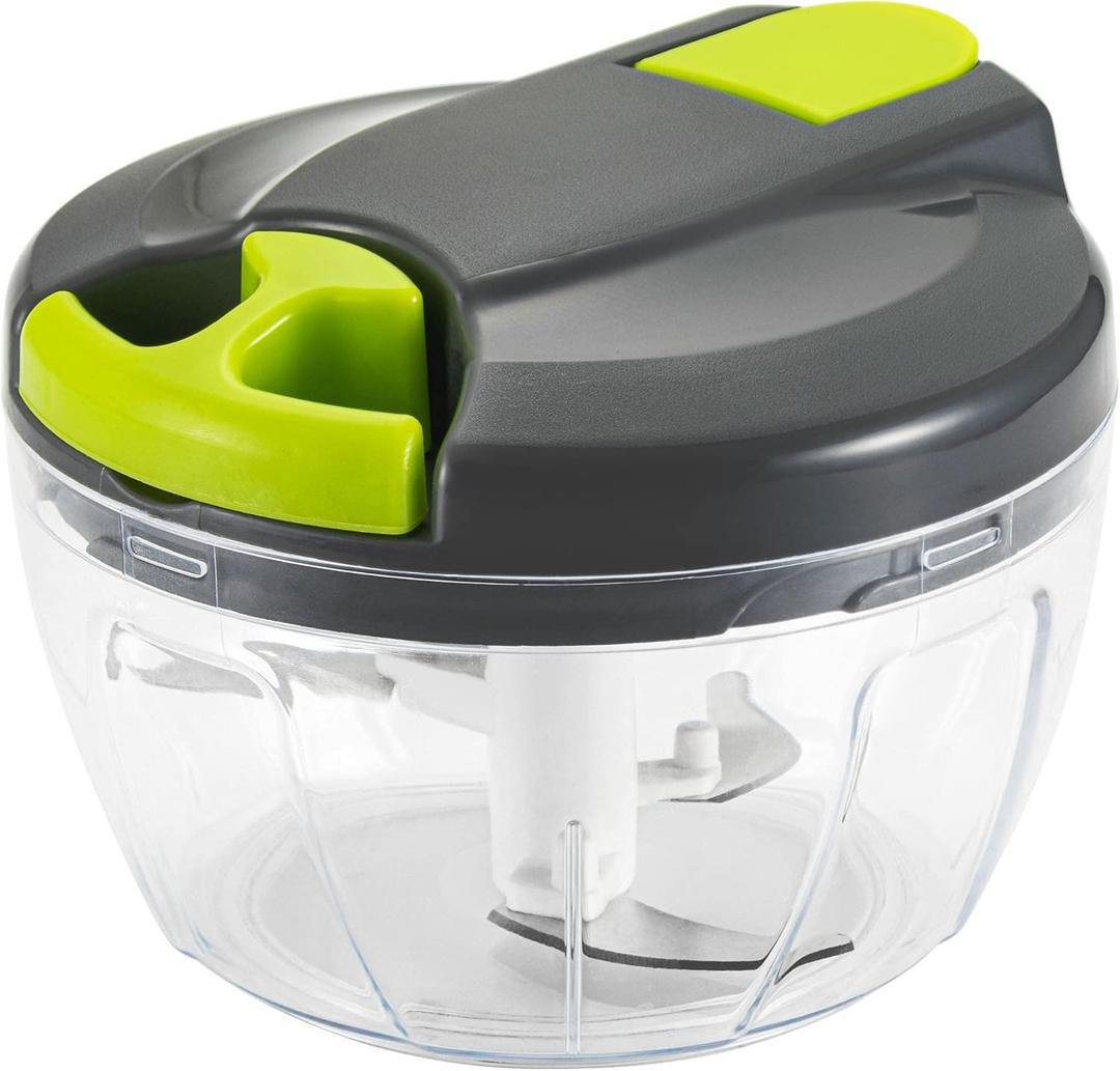 Multi-Function Manual Food Chopper & Processors with Handle and Cover,Vegetable Chopper Shredder,Garlic Press,Suitable for Onions Garlic Peppers Carrots Gingers Fruits,Ideal Gift for Kitchen(Green) (500ml)
