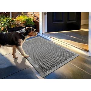 Muddy Mat Mesh Door Mat Heavy-Duty Quick-Dry Floor Mat, Sand & Dirt Trapper for Indoor & Outdoor, Ideal for Entrance, Mudrooms, Patios & Garages, Low-Profile, Non-Slip, Washable  Grey 17"x30"x0.4"