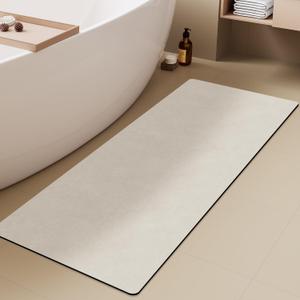 White Bath Mat, Bathroom Rugs Non Slip Washable Thin Absorbent Quick Dry Bath Mat Fits Under Door Bathroom Floor Mat Perfect for Bath, Shower, or Sink 24"x70" White (24"x70", White)
