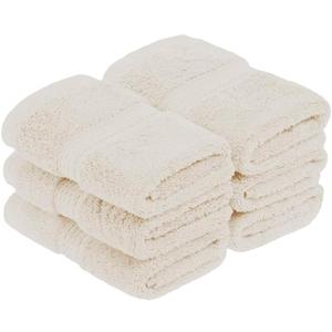 Superior Egyptian Cotton Pile Face Towel/Washcloth Set of 6, Ultra Soft Luxury Towels, Thick Plush Essentials, Absorbent Heavyweight, Guest Bath, Hotel, Spa, Home Bathroom, Shower Basics, Cream