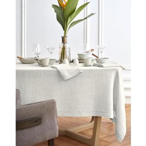 Solino Home Light Flax Tablecloth 70 x 70 Inch - 100% Pure Linen Square Tablecloth - Machine Washable Table Cloth for Spring, Summer - Sonoma (70" x 70" (Square))