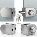 Glass Door Lock Fit for 10 mm -12 mm, Thicked Glass Security Lock 304 Stainless Steel Double Swing Push Sliding with 3 Keys for Glasses Doors, No Drill Needed
