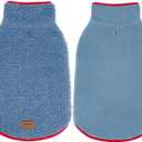 cyeollo Warm Dog Coat Reversible Dog Jacket Winter Fleece Sweater Winter Pet Apparel Jackets Sherpa Vest Sweater Cold Weather Doggie Coats for Small Dogs Cats, Blue L