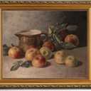 Vintage Gold Framed Wall Art for Home Decor, Farmhouse Kitchen Canvas Wall Decor Artwork, Antique Rustic Apple Still Life Oil Painting Print Fruit Painting for Bathroom, Living Room, Desktop - 8x10Inch