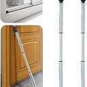 HoneSecur 2 Pack 2-in-1 Door Security Bar & Sliding Patio 28″ Door Stopper Security Jammer Bar Child Proof Adjustable Constructed of High Grade Iron Window Doors Security Bars, White