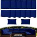 14PCS Patio Cushion Covers, 24" Patio Seat Protectors Splash-Proof, Washable Outdoor Couch Cushion Covers Replacement with Zippers, Slipcovers Sofa Chair (Blue, Cover Only)
