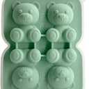 Cute Teddy Bear MakingMold, Suitable For Refrigerator With Container, Cute Bear Tray(Dark Green-4 Girds,1PC)