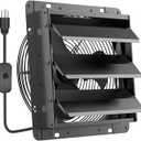 HG Power 10 Inch Shutter Exhaust Fan, 647CFM Quiet Garage Exhaust Fan with 8 Foot Long ON/OFF Switch Cable for Chicken Coop, Shed, Basement, Gable, Kitchen, Attic Ventilation Use, Black