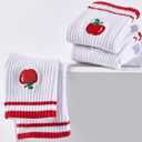 Cute Pilates Grip Socks for Women Yoga Grippy Crew Athletic Socks for Barre Workout Hospital (One Size, 3 Pairs Red)