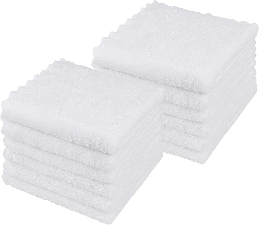 Orighty Ultra Soft Washcloths 12 Pack, Premium Microfiber Towel Sets 12 x 12 inches, Absorbent and Quick Drying Coral Velvet Washcloth, Multi-Purpose Wash Cloths for Bathroom, Hotel, and Gym (White)