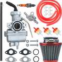 HOLATO PZ20 Carburetor Carb Air filter Fuel Line Kit for 50cc-125cc Taotao ATA-110B 125D Boulder B1 T-Force Coolster Apollo kazuma Kids ATV Four Wheeler XR70 XR80 CRF70 CRF80F Dirt Pit bike (RED)