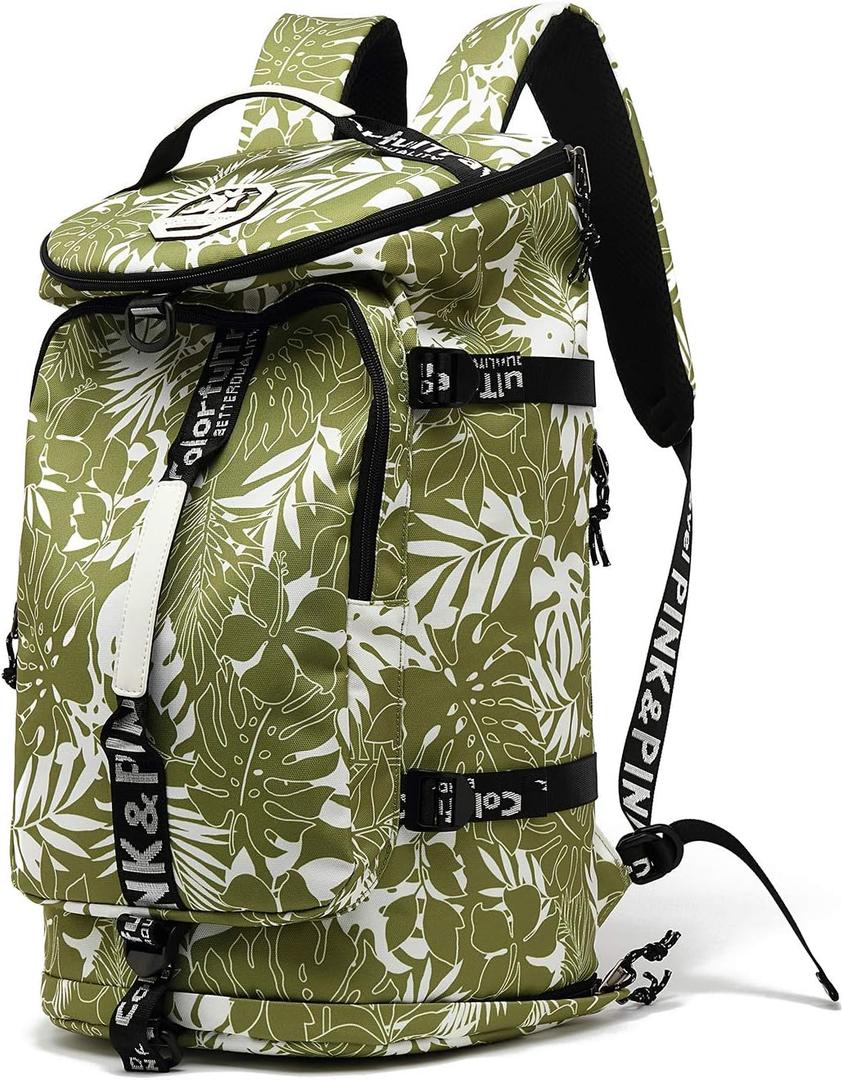 Kalesi Gym Duffle Bag Backpack 4-Way Waterproof with Shoes Compartment for travel Sport Hiking laptop (olive-green)