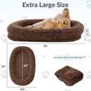 79"x44"x12.5" Human Dog Bed for Adult Faux Fur Washable Human Dog Bed Portable Handle, Egg Orthopedic Foam Human Bed Extra Large with Present Blanket Brown