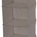 Household Essentials 6 Shelf Hanging Closet Organizer, Hanging Closet Shelf, Fabric Poly Linen and PEVA Shelving (Light Grey)