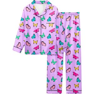 Sylfairy Satin Pajamas for Girls Silky Button-Down Sleepwear Unicorn Nightwear Loungewear PJS Clothes Set Gifts for Kids (5-6 Years, Light Blue)