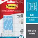 Command Medium & Large Water-Resistant Adhesive Refill Strips, Re-Hang Medium & Large Bath Hooks or Caddies, 6 packs (12 Medium Strips and 24 Large Strips total), BATH22-ES