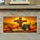 Thanksgiving Garage Door Cover 13x6Ft Christian Fall For Jesus Garage Decor Thanksgiving Decorations for Home Pumpkin Barn Thanks Giving Door Banner Autumn Outdoor Porch Decoration Religious Garage Door Mural