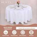 Kesfey 6 Packs Round Tablecloth 108 Inches White Polyester Table Cloths Stain and Wrinkle Resistant Tablecloths for Round Tables Washable Circle Fabric Tablecovers for Wedding Camping Banquet Parties