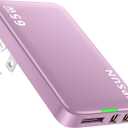 65W GaN USB C Wall Charger Block, 3 Port Ultra Thin Flat Charging Plug, Foldable Power Adapter for MacBook, iPhone 15/16, Samsung (Pink, 65w)