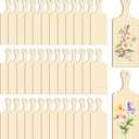 36 Pcs Wooden Mini Cutting Board with Handle, Wood Craft Mini Charcuterie Boards, Unfinished Wood Paddle Blank Chopping Plank, Rectangle Wooden Craft Paddle for DIY Home Kitchen Decor(9.4 X3.5 in