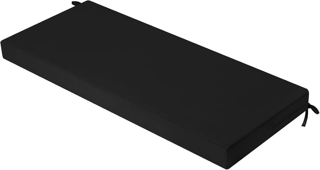 idee-home Outdoor Bench Cushion Waterproof, Bench Cushions for Outdoor Furniture, Patio Porch Swing Replacement Seat Pad with Ties for Garden Backyard, 59 x 18 Inch Black