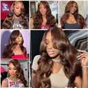 #4 Bundles Body Wave Human Hair Bundles Chocolate Brown Bundles Human Hair 18 20 22 Inches Unprocessed Brazilian Virgin Hair Extensions 3 Bundles 300g Total for Black Women Brown Bundle