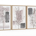 Plant Pictures Minimalist Line Painting Modern Botanical Wall Art Boho Leaf Poster Abstract Line Canvas Wall Art Minimalist Flower Prints for Living Room Bedroom Frame, Size 24"x16"