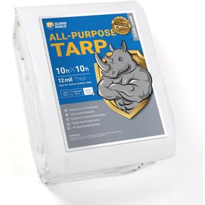 GUARD SHIELD White Tarps Heavy Duty Waterproof 10x10 Feet Large Thick Tarp Cover 12mil