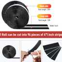 32Ft *1 Inch Hook and Loop Tape with Adhesive Back, Heavy Duty Double Sided Adhesive Strips, Strong Sticky Strips Roll for Home/Office/School/Car, Black