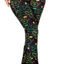 Tipsy Elves Mardi Gras Leggings - Comfortable Non See-Through Mid and High Waisted Stretch Leggings