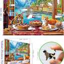 2 x Spring Cat Gathering 500 Piece Puzzles for Adults, Challenging Art Special Shaped Jigsaw Puzzle for Gifts Party Games Family Fun, 23" X 15" Dust Free Puzzles