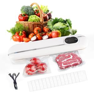 Vacuum Sealer, Food Vacuum Sealer Machine, Vacuum Sealer Machine, Single Sealing/Vacuum Sealing Two Modes, With LED Display, Includes  Vacuum Sealer Bags