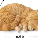 Sleeping Orange Tabby Cat Garden Statue Decor 8.27L, Resin Realistic Sculptures Gift for Cats Lovers, Pet Memorial Stones for Loss of Pet, Kitty Figurine Art Decoration for Indoor Outdoor Home
