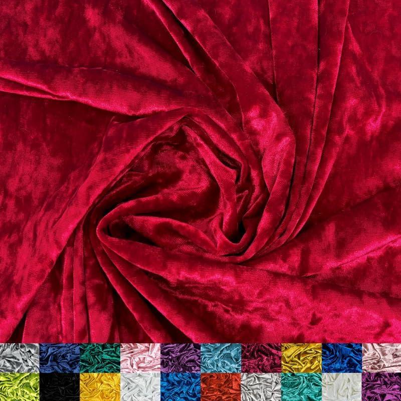 Ice Fabrics Stretch Crushed Velvet Fabric by The Yard - 60/62" Wide Soft Velvety Fabric for Sewing Apparel, Upholstery, Curtains & Decor - 250 GSM - 20% Vertical Stretch - Red - 2 Yards