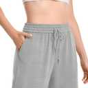 Auriviz Widen Waistband Sweat Pants for Women Exposed Pockets Lounge Sweatpants Straight Leg Pants 29 Inseam (Gray, S)