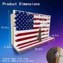 American Flag Compact Gun Shelf with Hidden Storage, Solid Wood & Pine Material, Liberty Enlightening the World Lock Design (Red & Blue)