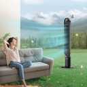 VAGKRI Tower Fan for Bedroom, 42 Inch Quiet Floor Fan with 135 Vertical 90Oscillation Fans for Indoors, 4 Modes, 4 Speeds, 15H Timers Standing Bladeless Fans with Remote Black