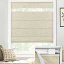 LazBlinds No Drill TDBU Roman Shades, Blackout - Beige, 30" W x 72" H