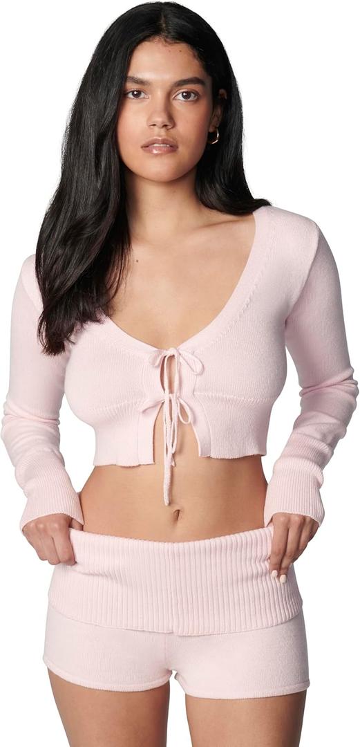 florence by mills Women's Barre Collection Foldover Sweater Short (XX-Small, Ballerina Pink)