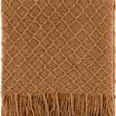 CREVENT Farmhouse Boho Knitted Throw Blanket for Couch Sofa Chair Bed Home Decoration, Soft Warm Cozy Light Weight for Spring Summer Fall (60''X80'' Brown)