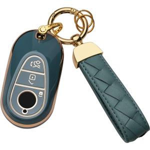 Bqepe for Mercedes Benz Key Fob Cover Keychain Fit for, 2020-2022 Mercedes Benz S-Class G-Class E-Class, Smart Key Shell Case (Blue)
