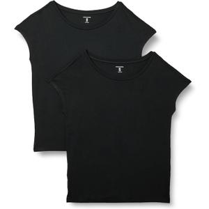 Amazon Essentials Women's Jersey Regular-Fit Short-Sleeve Boat-Neck T-Shirt, Pack of 1, Black, X-Small