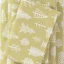 Great Bay Home Flannel Sheet Set Full Size - 100% Turkish Cotton, Double-Brushed, Lodge-Printed Bed Sheets - Ultra-Soft, Cozy, 4-Piece Bedding Set (Winter Forest - Sage/Red)