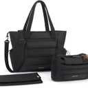 mommore Diaper Bag Tote with Stroller Organizer Puffer Bag Large Capacity Baby Bag with Changing Pad for Travel, Hospital (Black)