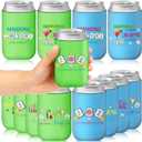 12pcs Mahjong Can Sleeve Thermocoolers,Mah Jongg Party Can Coolers,Mahjong Drink Holders Beverage for on My Mahjong Party Decorations Favor,Mah Jongg Lovers Gift,Soda Beverage,Blue Green,6 Designs