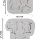 Graduation Silicone Mold, Cap and Gown Theme Fondant Mold Graduation Cake Decorating Mold for DIY Fondant Clay Craft