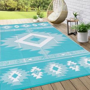 MJIAHOMDEC Outdoor Rug 6x9 ft for Patios Waterproof Reversible Plastic Straw Rug Patio Mat Clearance Outdoor RV Camping Mat Outside Area Rug Carpet for Porch,Deck,Camper,Balcony,Backyard