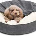 Small Dog Bed for Small Dogs Up to 30lbs - Washable Burrow Puppy Beds with Blanket Attached - Covered Dog Cave Bed with Anti-Slip Bottom - Charcoal Gray, 27"