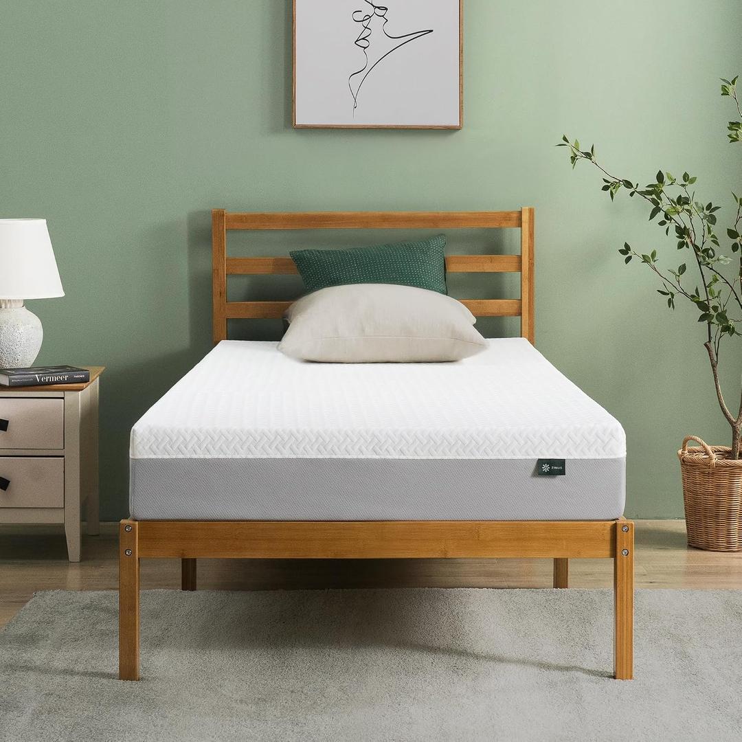 Zinus 8 Inch Green Tea Essential Memory Foam Mattress [New Version], Twin, Fiberglass Free, Medium Feel, Breathable Airflow Memory Foam, Certified Safe Foams & Fabric, Mattress in A Box